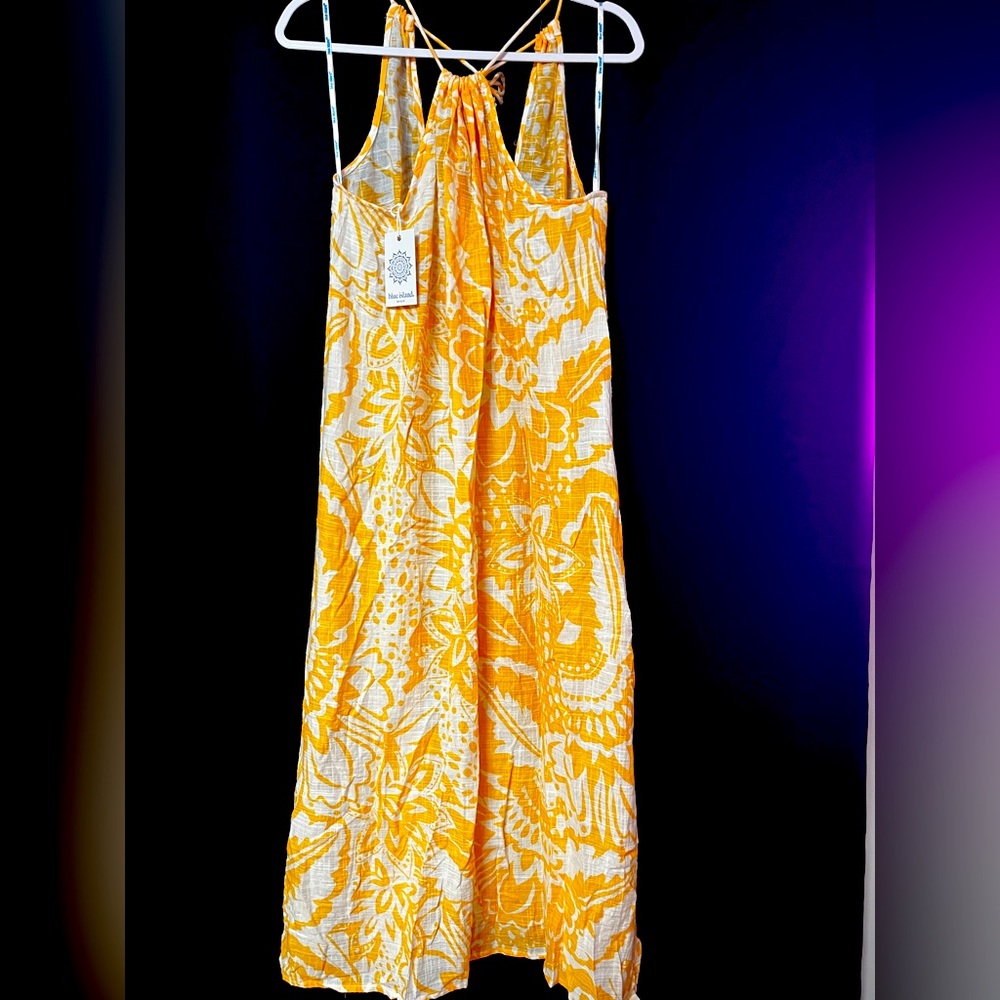 Blue island beach orange and White Floral Maxi cover up nwt large
